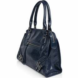 Farfouillette Handbag Crinkled & Shiny Effect Navy