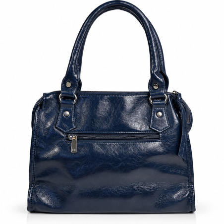 Farfouillette Sac Porté Main Effet froissé & Brillant Marine dos