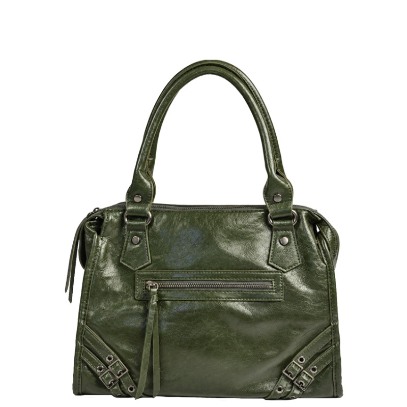 Farfouillette Sac Porté Main Effet froissé & Brillant Vert