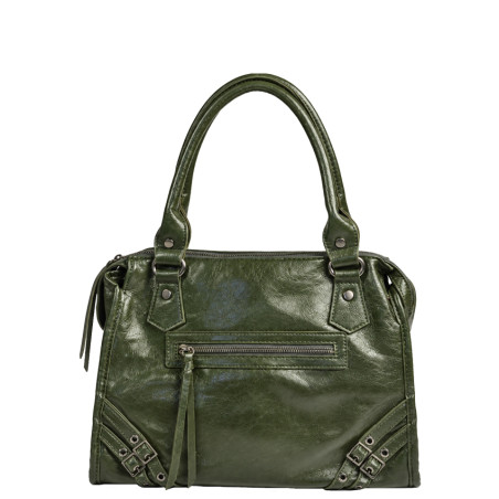 Farfouillette Sac Porté Main Effet froissé & Brillant Vert
