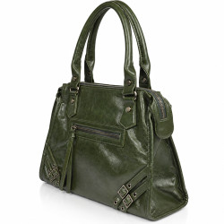 Farfouillette Sac Porté Main Effet froissé & Brillant Vert côté