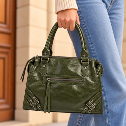 Farfouillette Handbag Crinkled & Shiny Green Effect