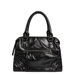 Farfouillette Handbag Crinkled & Shiny Effect Black