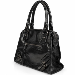 Farfouillette Handbag Crinkled & Shiny Effect Black