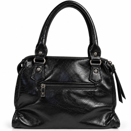 Farfouillette Sac Porté Main Effet froissé & Brillant Noir dos