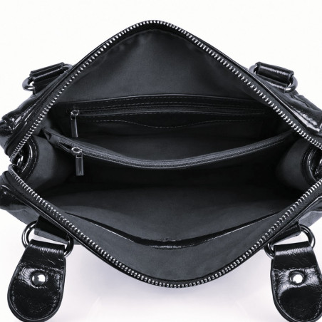 Farfouillette Sac Porté Main Effet froissé & Brillant Prune ouvert