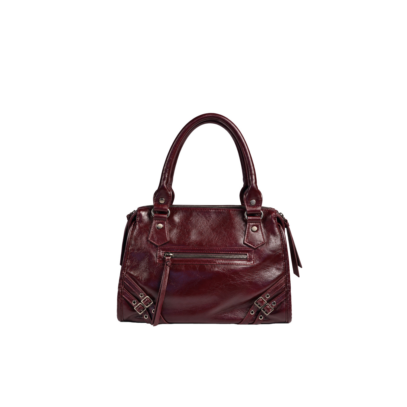 Farfouillette Handbag Crinkled & Shiny Effect Plum