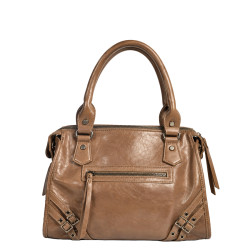 Farfouillette Sac Porté Main Effet froissé & Brillant Taupe