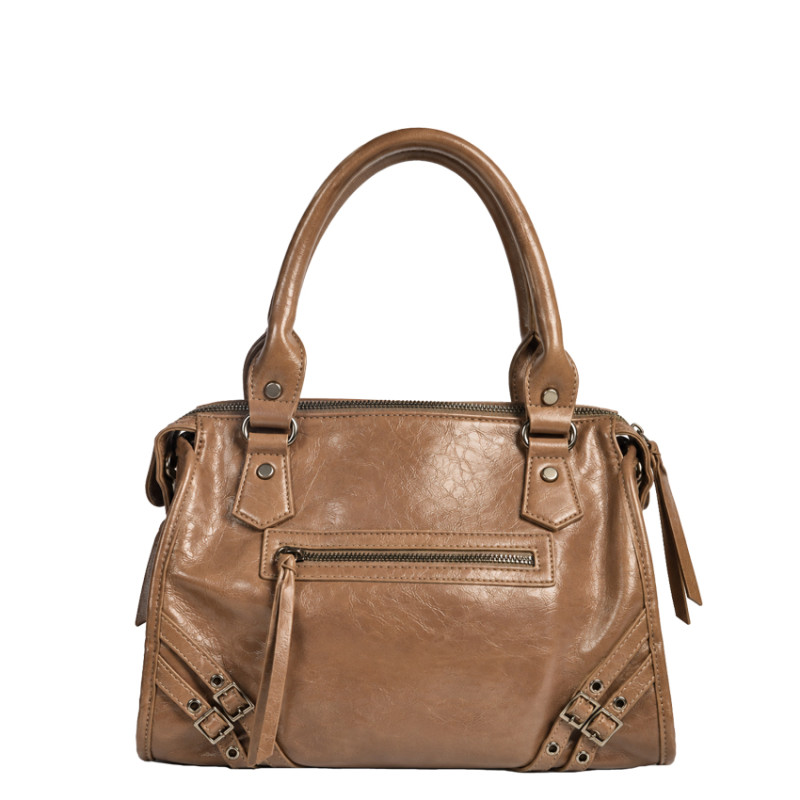 Farfouillette Handbag Crinkled & Shiny Taupe