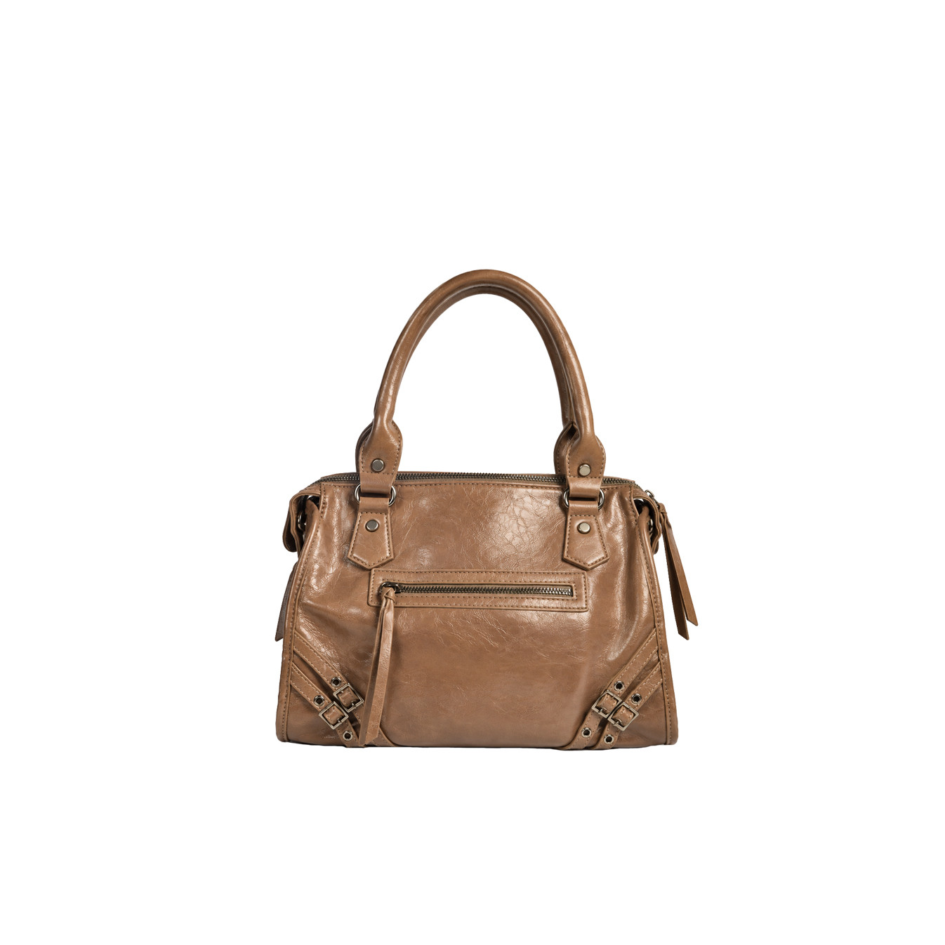 Farfouillette Handbag Crinkled & Shiny Taupe