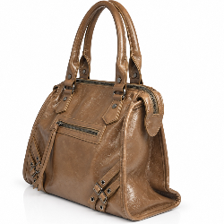 Farfouillette Handbag Crinkled & Shiny Taupe