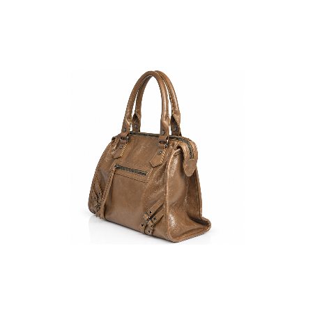 Farfouillette Sac Porté Main Effet froissé & Brillant Taupe