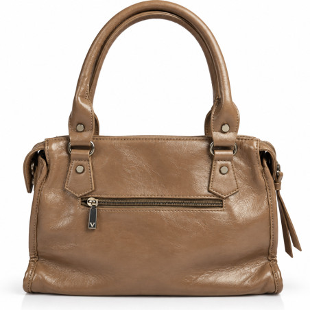 Farfouillette Sac Porté Main Effet froissé & Brillant Taupe dos