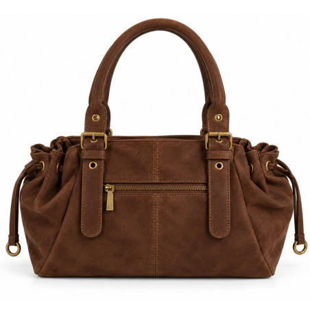 Farfouillette Sac Shopping Effet Brillant Café dos