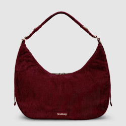Hindbag Bianca Half-Moon Velvet & Cotton Bag in Bordeaux