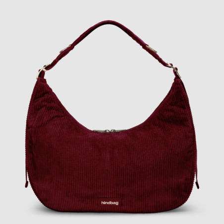 Hindbag Bianca Sac Demi-Lune En Velours & Coton Bordeaux face