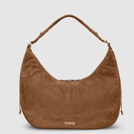 Hindbag Bianca Half-Moon Bag in Velvet & Cotton Macchiato