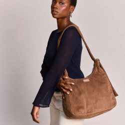 Hindbag Claire Sac Hobo En Velours & Coton Macchiato