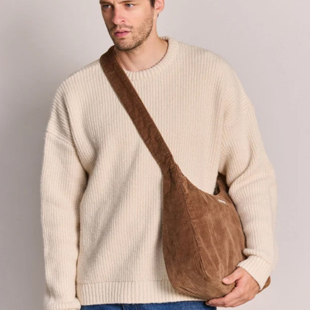 Hindbag Claire Sac Hobo En Velours & Coton Macchiato porté