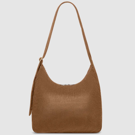 Hindbag Claire Hobo Bag in Velvet & Cotton Macchiato