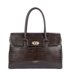 Lancaster Exo Grand Sac Cabas Croco 524-112 Marron Foncé