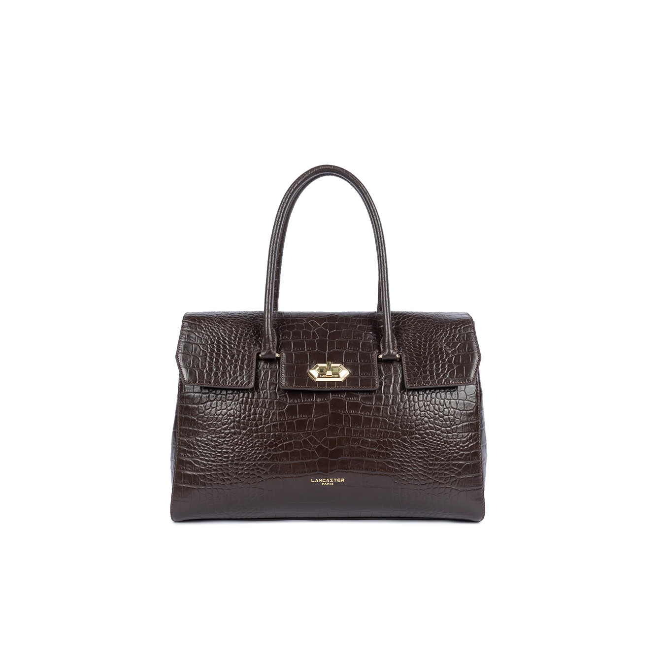 Lancaster Exo Large Tote Bag Croco 524-112 Dark Brown