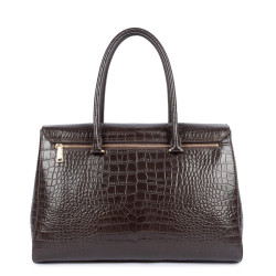 Lancaster Exo Grand Sac Cabas Croco 524-112 Marron Foncé dos