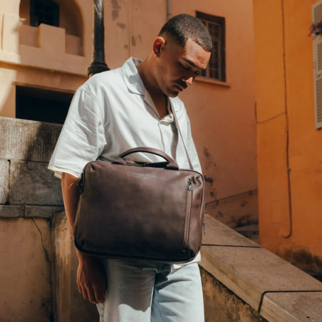 Ateliers Fourès Euclide Sac Business En Cuir & Coton E500 Mustang
