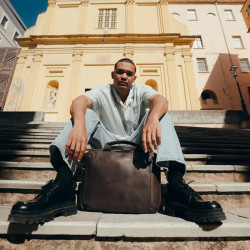 Ateliers Fourès Euclide Leather & Cotton Business Bag E500 Mustang
