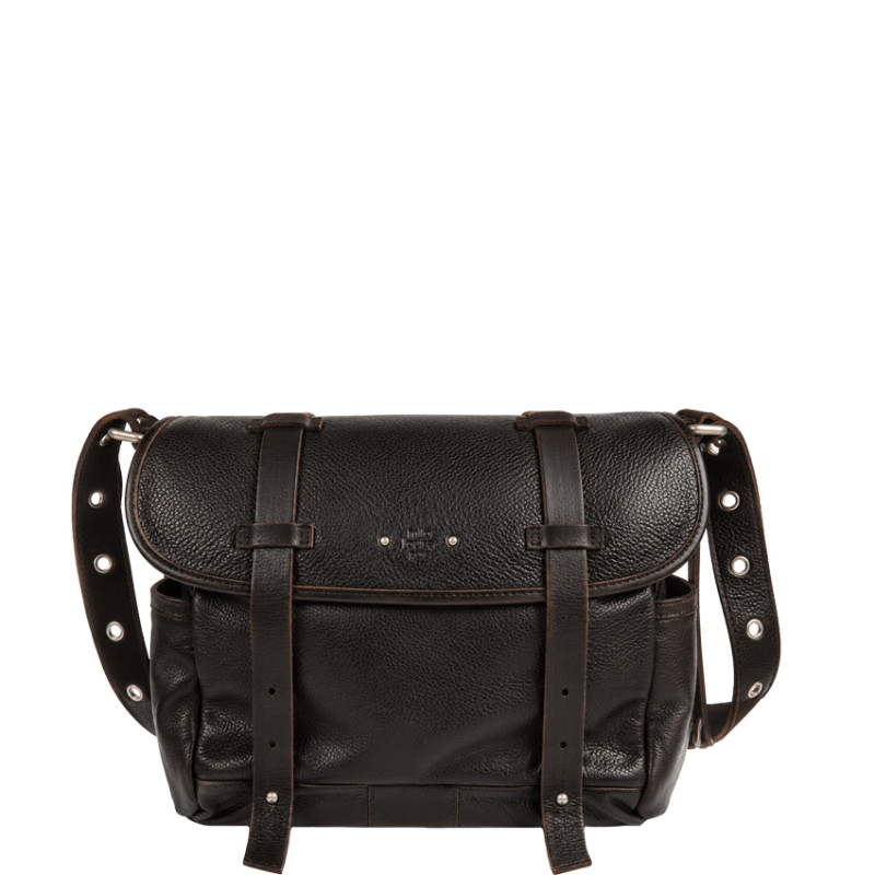 Mila Louise Berny CC Large Satchel in Brown Dark Leather