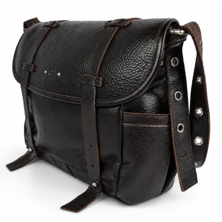 Mila Louise Berny CC Large Satchel in Brown Dark Leather