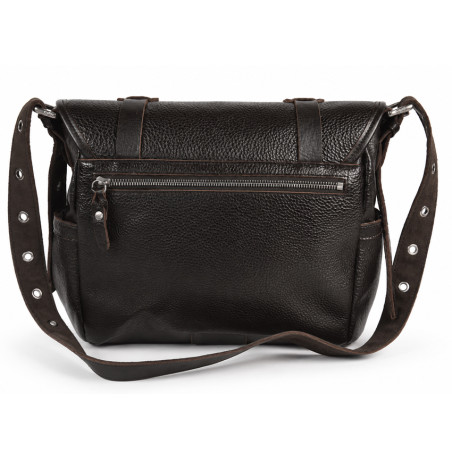 Mila Louise Berny CC Grand Sac Besace En Cuir Brun Dark dos