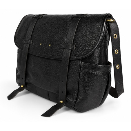 Mila Louise Berny CC Grand Sac Besace En Cuir Noir côté