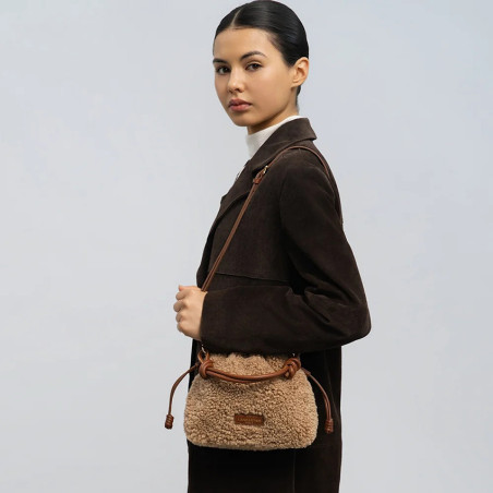 Lancaster Moumoute Sac Bourse 518-087 Cognac porté épaule