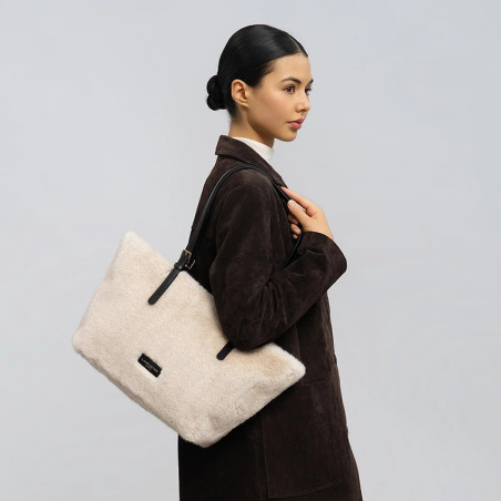 Lancaster Moumoute Sac Cabas 518-092 Ecru Noir porté