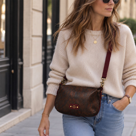 Mila Louise Maey PT4 Sac Porté Travers Rouge Dark porté