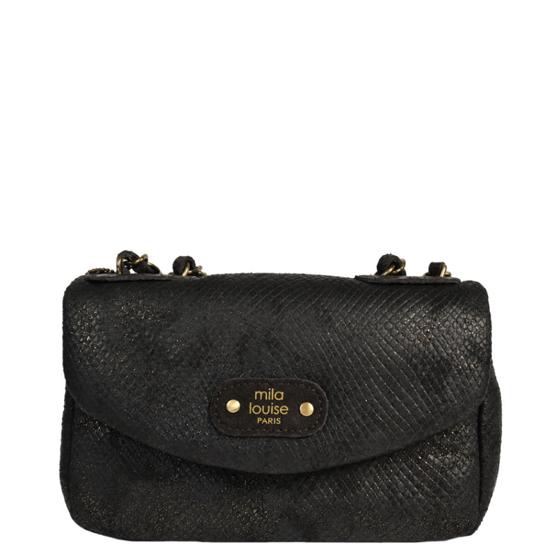 Mila Louise Malorie PT14 Petit Sac Trotteur Motif Python Brun Dark