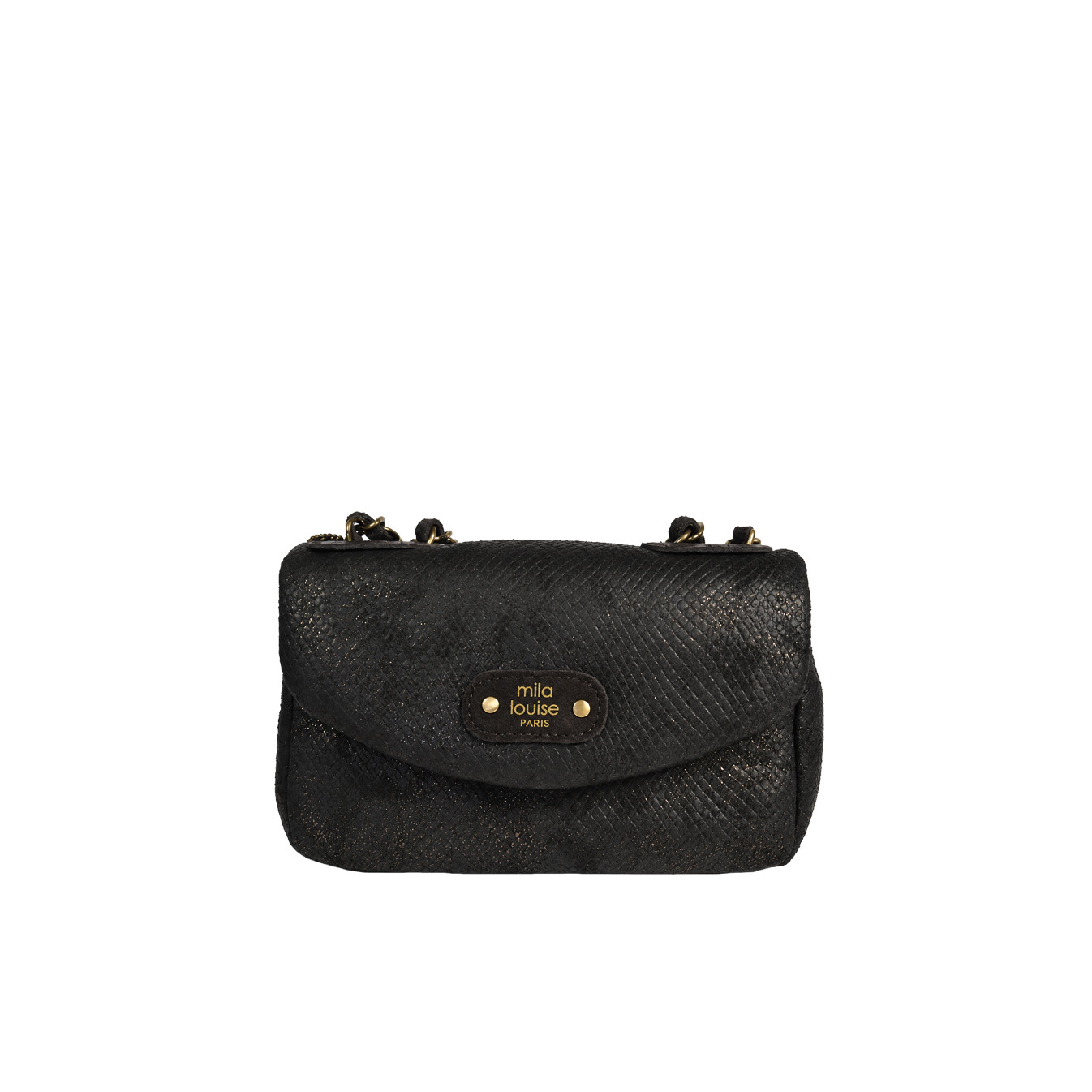 Mila Louise Malorie PT14 Petit Sac Trotteur Motif Python Brun Dark