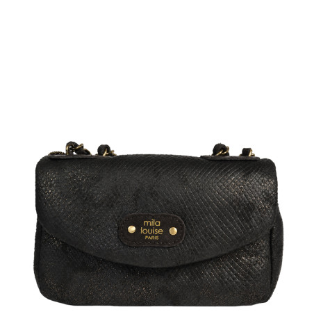 Mila Louise Malorie PT14 Petit Sac Trotteur Motif Python Brun Dark