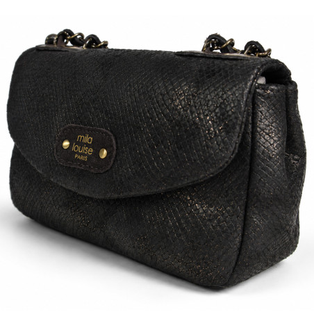 Mila Louise Malorie PT14 Petit Sac Trotteur Motif Python Brun Dark côté