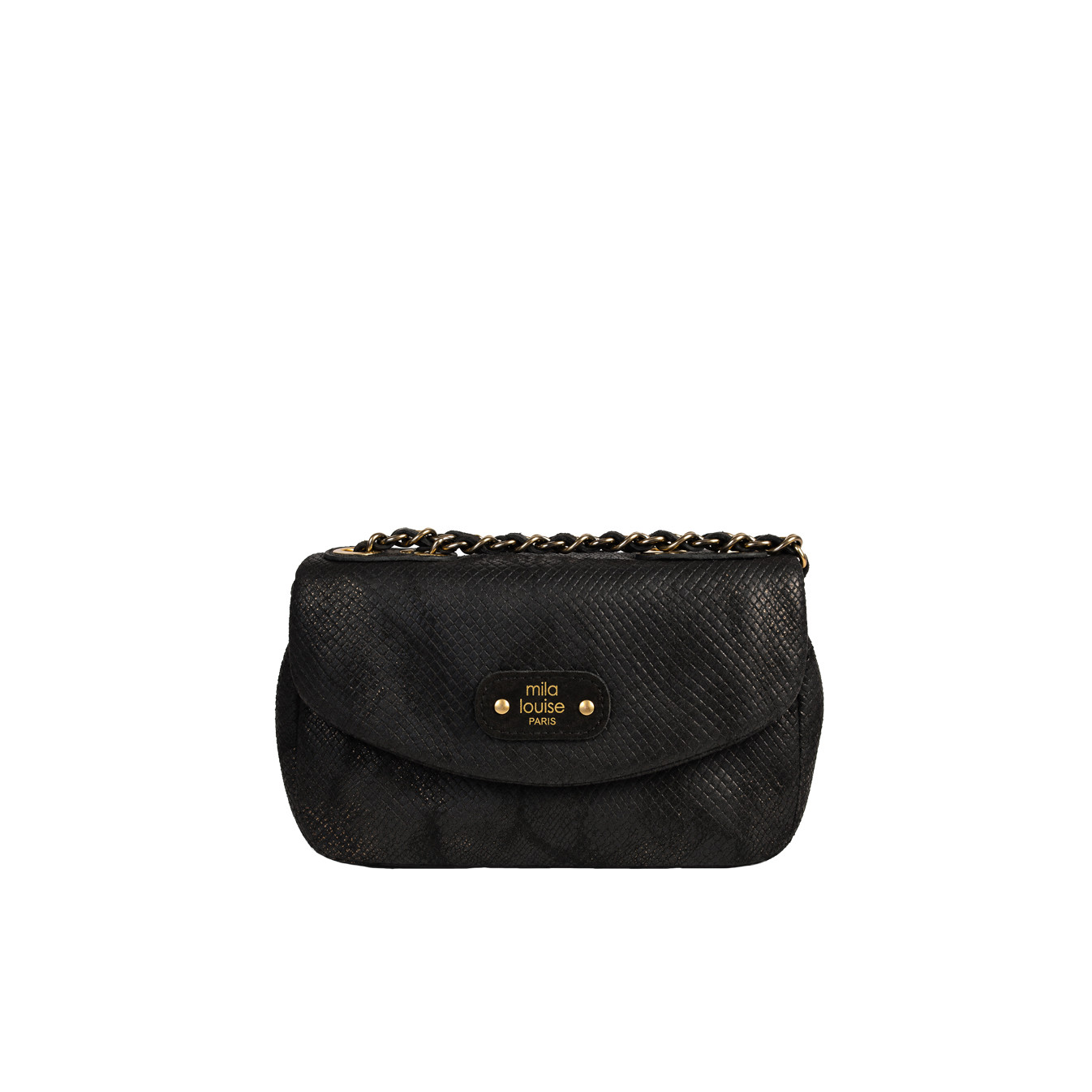 Mila Louise Malorie PT14 Petit Sac Trotteur Motif Python Noir