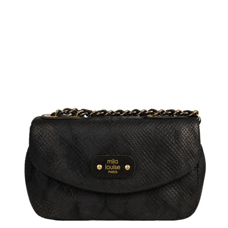Mila Louise Malorie PT14 Petit Sac Trotteur Motif Python Noir