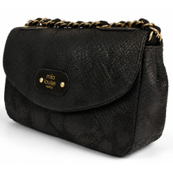 Mila Louise Malorie PT14 Petit Sac Trotteur Motif Python Noir