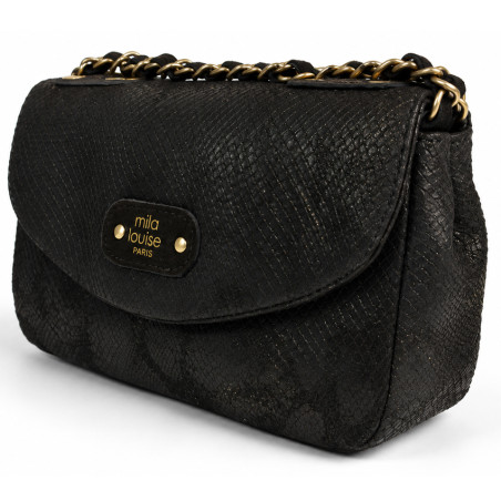 Mila Louise Malorie PT14 Petit Sac Trotteur Motif Python Noir côté