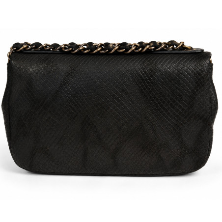 Mila Louise Malorie PT14 Small Python-Patterned Shoulder Bag Black