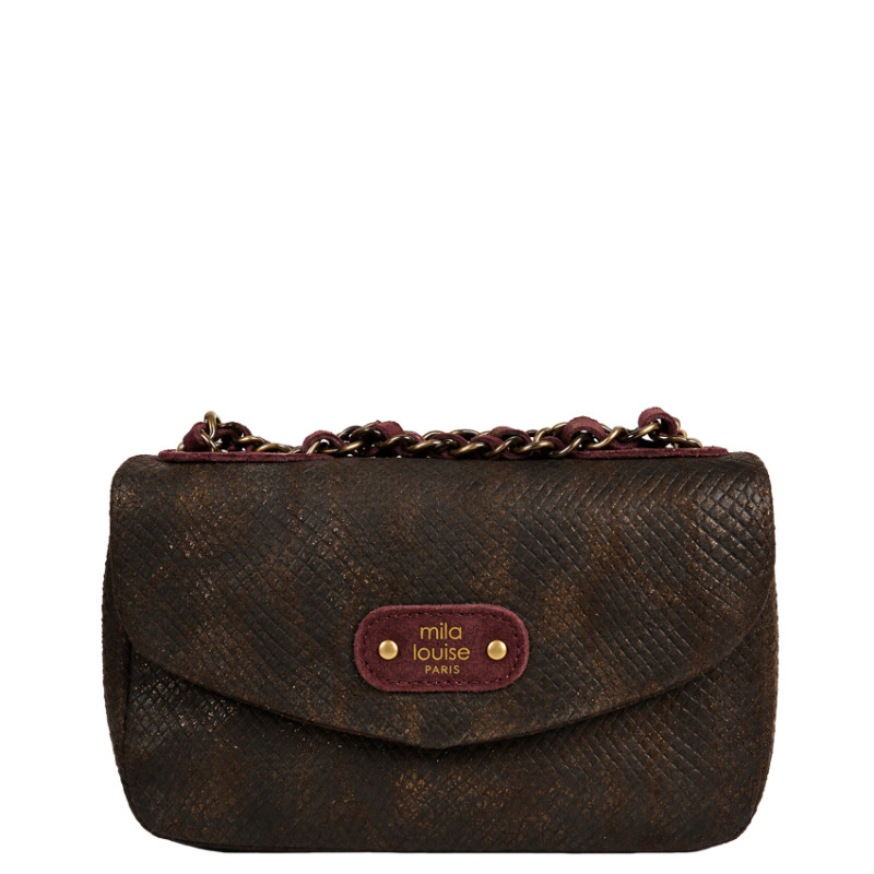 Mila Louise Malorie PT14 Petit Sac Trotteur Motif Python Rouge Dark