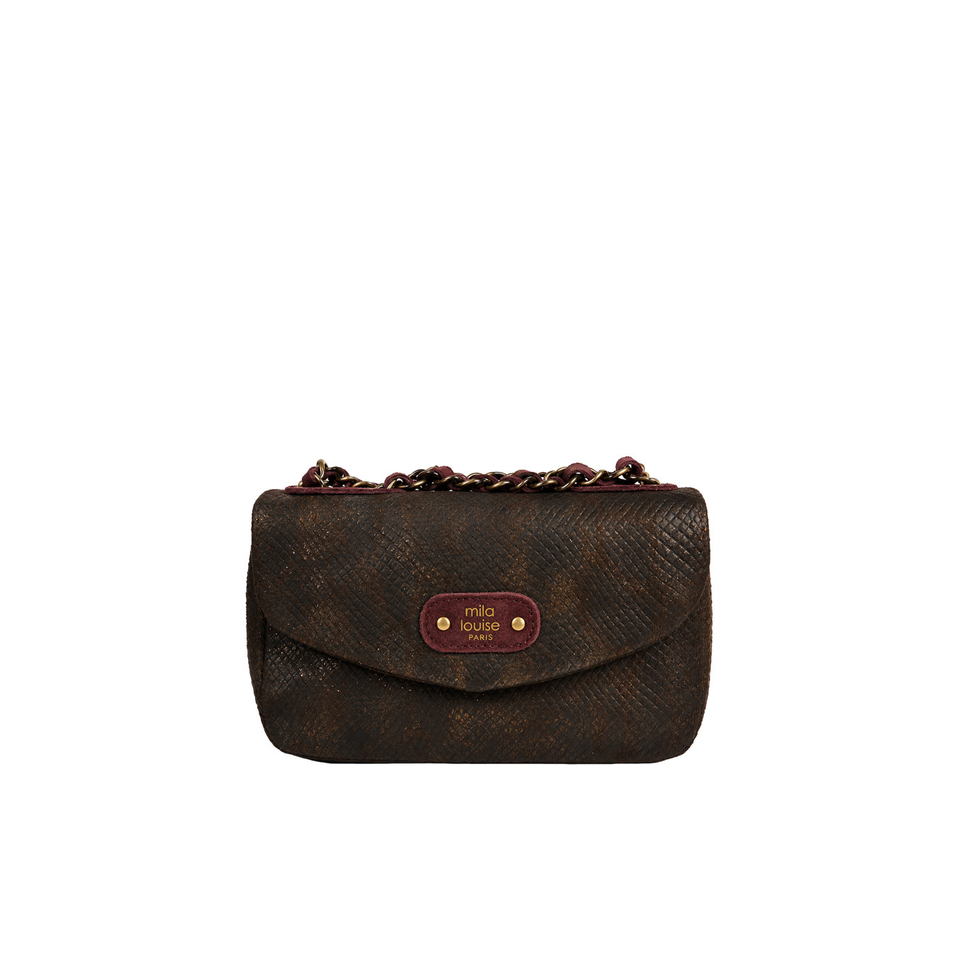 Mila Louise Malorie PT14 Petit Sac Trotteur Motif Python Rouge Dark