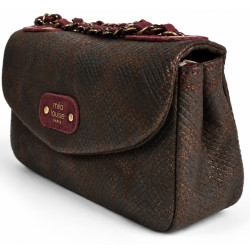 Mila Louise Malorie PT14 Petit Sac Trotteur Motif Python Rouge Dark côté