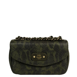 Mila Louise Malorie PT14 Petit Sac Trotteur Motif Python Kaki Dark