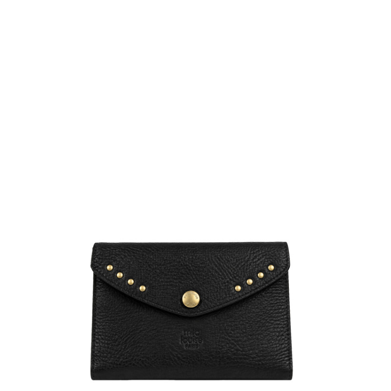 Mila Louise Monylx CC Grainy Calfskin Wallet Black